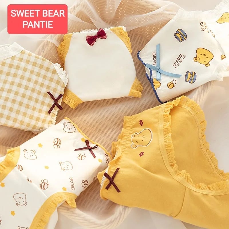 SWEET BEAR PANTIE CELANA DALAM REMANA ABG WANITA DEWASA IMPORT KATUN KOREA MOTIF LUCU ADEM NYAMAN