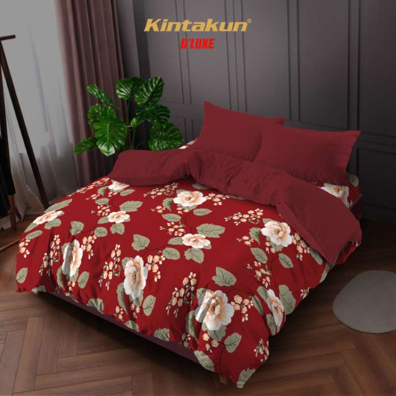 Kintakun Bedcover Set Flat 160/180 Aini Bunga Dluxe Microtex Merah