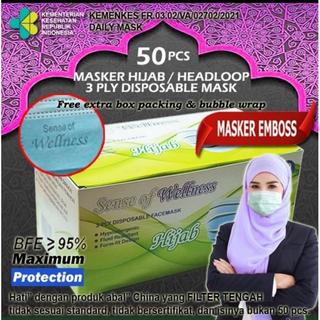 Masker Hijab (Headloop)3ply  "Sense of Wellnes" Original/ Masker Viral