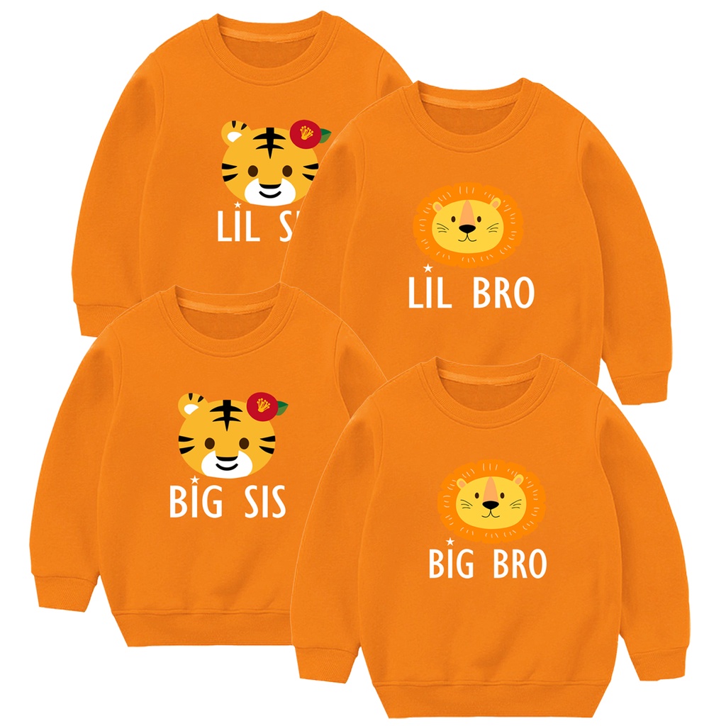 Sweater Anak Sweater Couple Distro 1-10 Tahun Laki Laki Perempuan Unisex Sibling tee Series Lion Singa Raja Hutan Family Couple Little Sister Big Sister Little Brother Big Brother kaos bro sis kaos brother sister   - Kaos Polos Senja