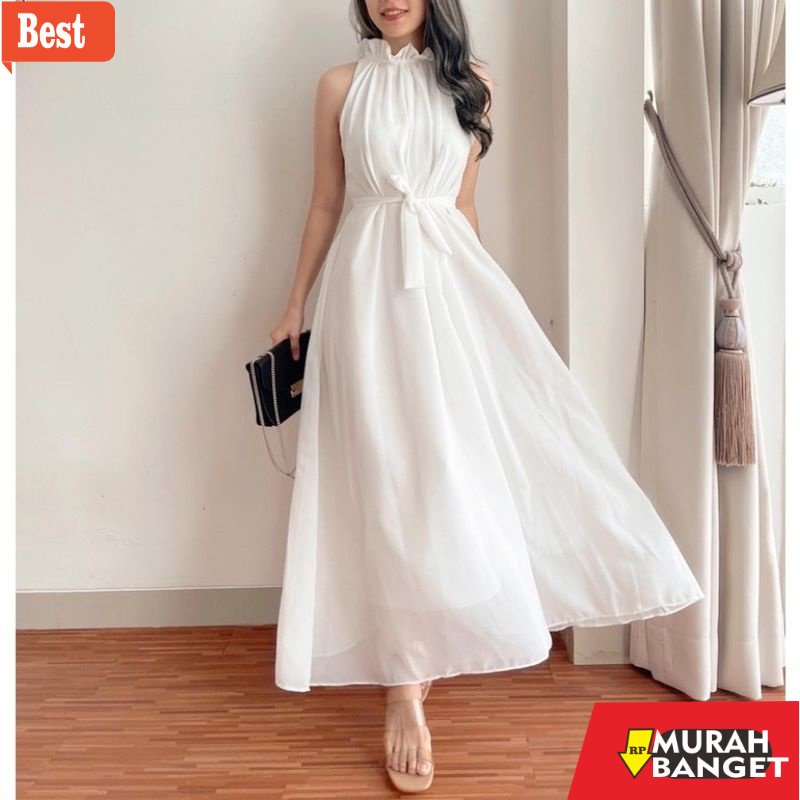 model dress terbaru 2022 KYARA KOREAN STYLE HALTER VINTAGE MAXI BRIDESMAID DRESS PESTA KONDANGAN