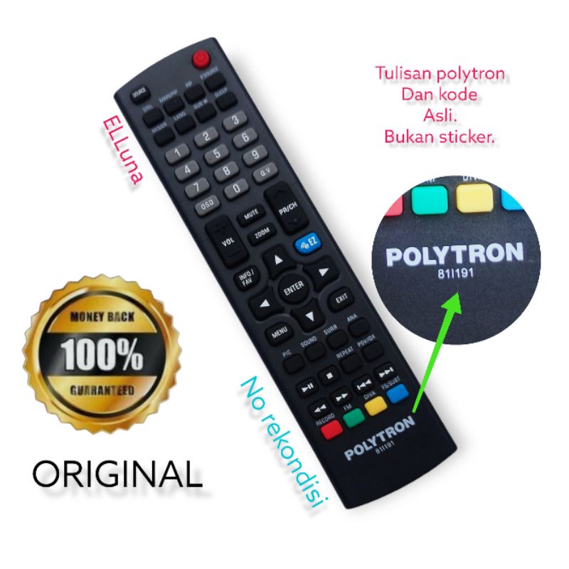 Remote remot tv polytron LED original garansi asli ori 81I191cinemax pld 811191