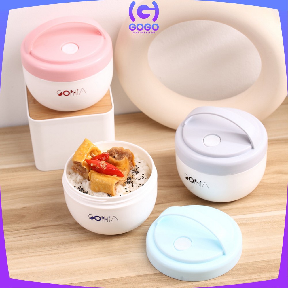 GOGO-C702 Tempat Soup Lunch Box Set 560ML Bentuk Mangkok Dengan Pegangan Anti Tumpah / Tempat Makan Bubur Kotak Bekal Sup Portable BPA FREE