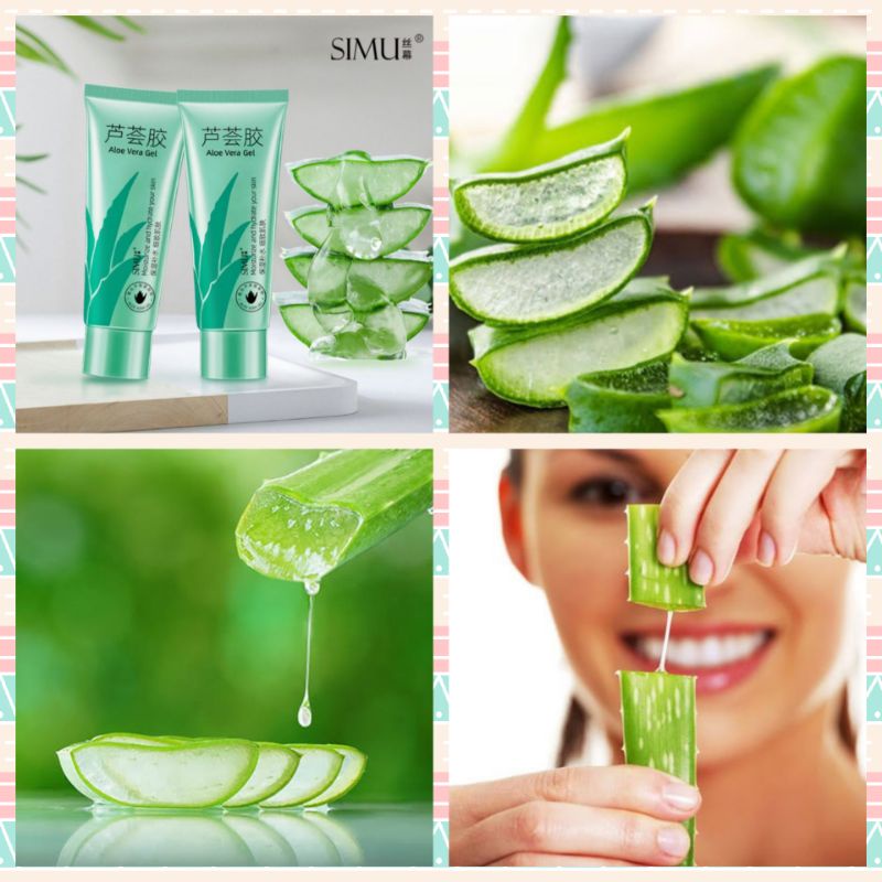 Aloe Vera Gel SIMU Original Moisture Soothing Hydrate Your Skin Pelembab Perlindungan Kulit Kering 40g