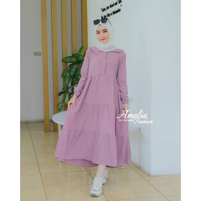 MIDI DRESS LADY CRUSH TERBARU ORI AMELIA FASHION GAMIS VIRAL KEKINIAN