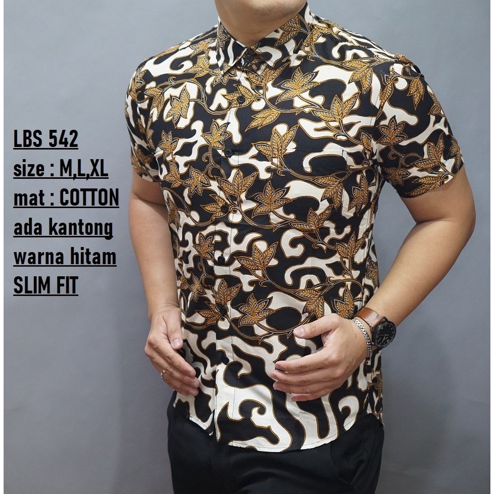 Baju Batik Pria Slimfit Kemeja Lengan Pendek Slim Fit LBS 542