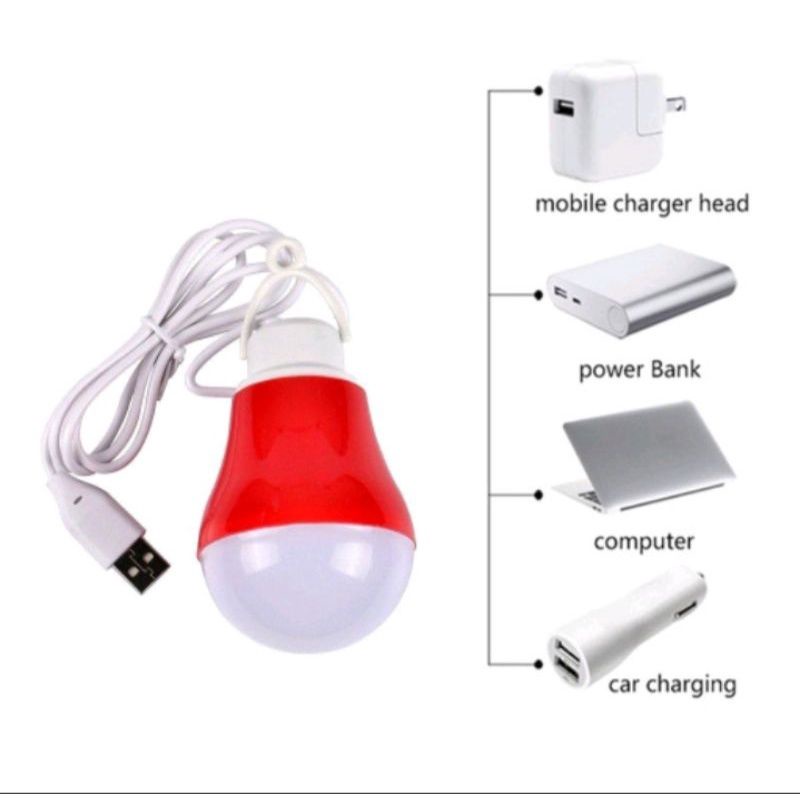 Bohlam Kabel USB LED 7Watt Bola Lampu Emergency PowerBank NON PACK