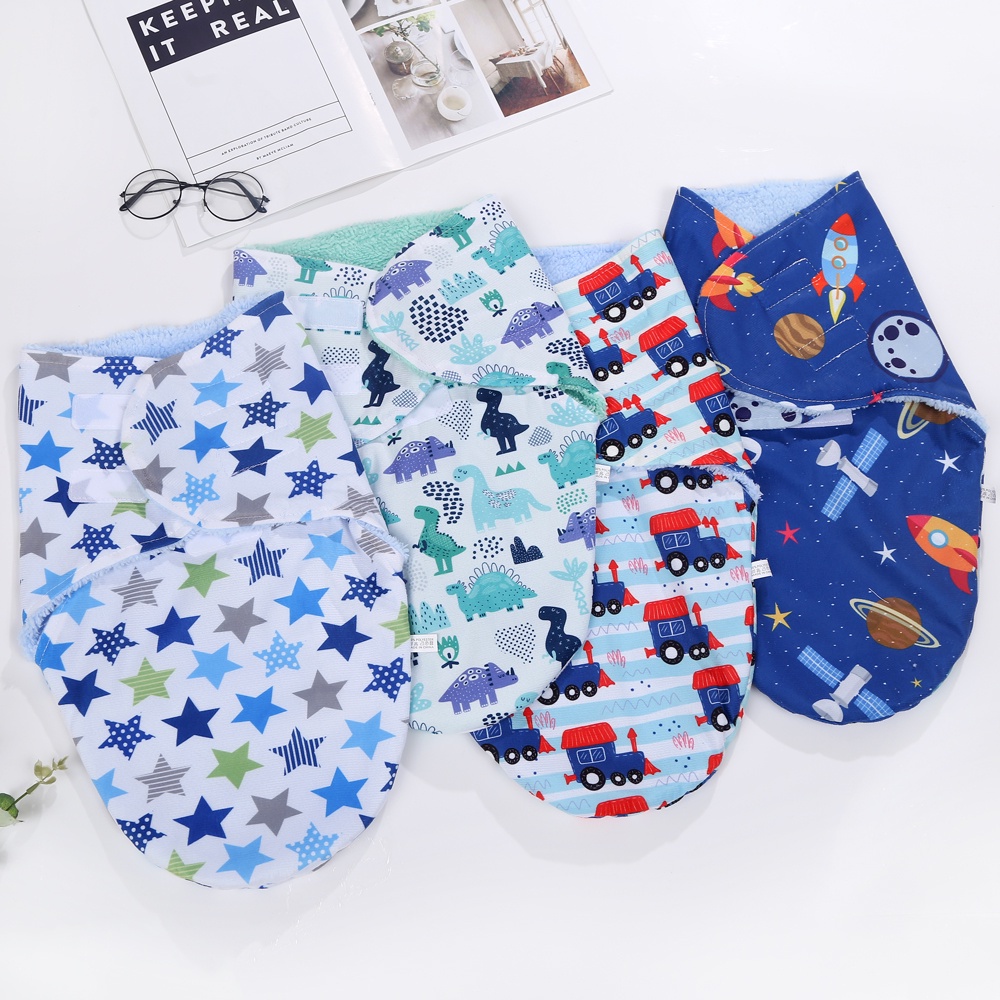 Selimut bayi instan double fleece lembut halus bedong instal perekat sweddle baby newborn sleepingbag