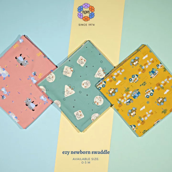 Nova Bedong Ezy Swaddle / Bedong Bayi Baru Lahir Isi 2pcs