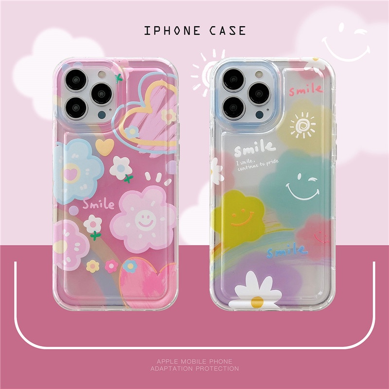 Case Pelindung Penuh Tahan Banting Motif Bunga Untuk IPhone 14 13 12 11 Pro Max Plus