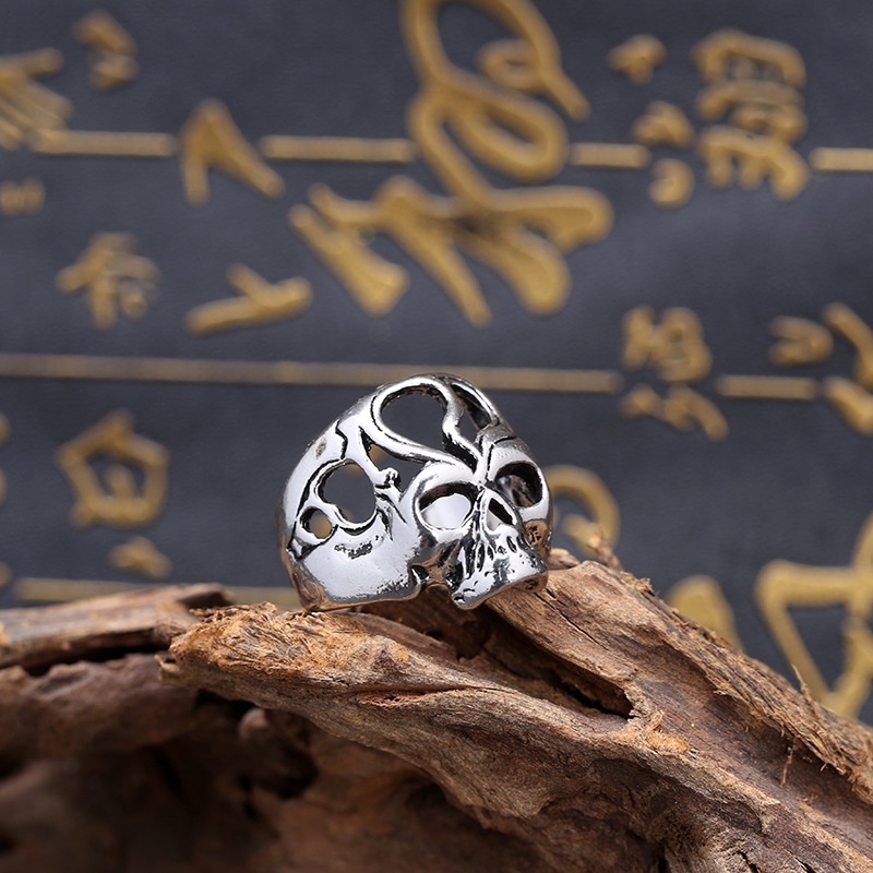 Cincin Desain Tengkorak Gaya retro Eropa Amerika Untuk Pria Dan Wanita