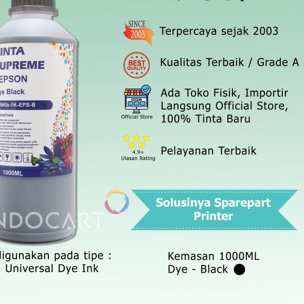 IndoCart Tinta Refill Printer Epson L100 L120 L200 L210 L310 L350-1kg - Hitam