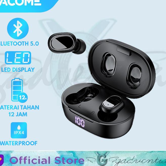 ACOME T1 AIRDOTS SMART TWS EARPHONE LED DISPLAY HEADSET BLUETOOTH 5.0 - BLACK
