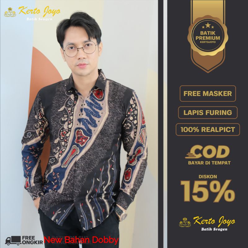 Kemeja Batik Pria Bahan Dobby Dobi Premium Lengan Panjang Motif Danasura Produksi Konveksi Kertojoyo