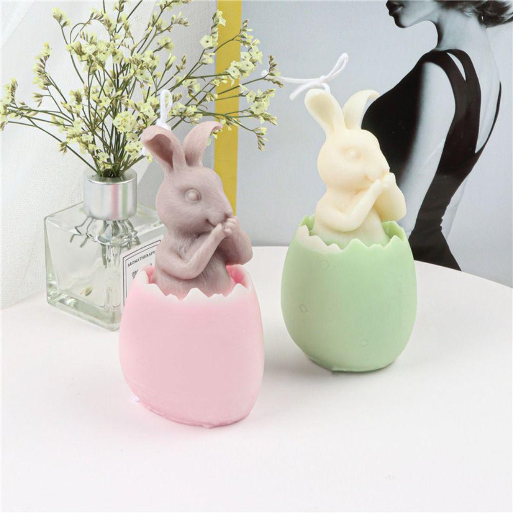 Solighter Eggshell Bunny Candle Cetakan Alat Clay Pesta Gereja Handmade Silicone Mold