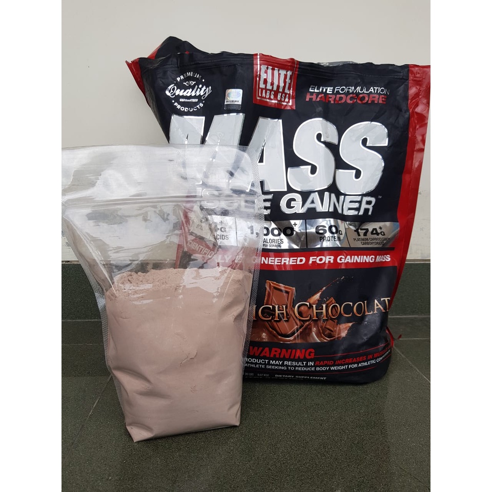 (Bonus Sample/Shaker) Elite Labs Mass Muscle Gainer 1 Lbs Repack (450 gram)