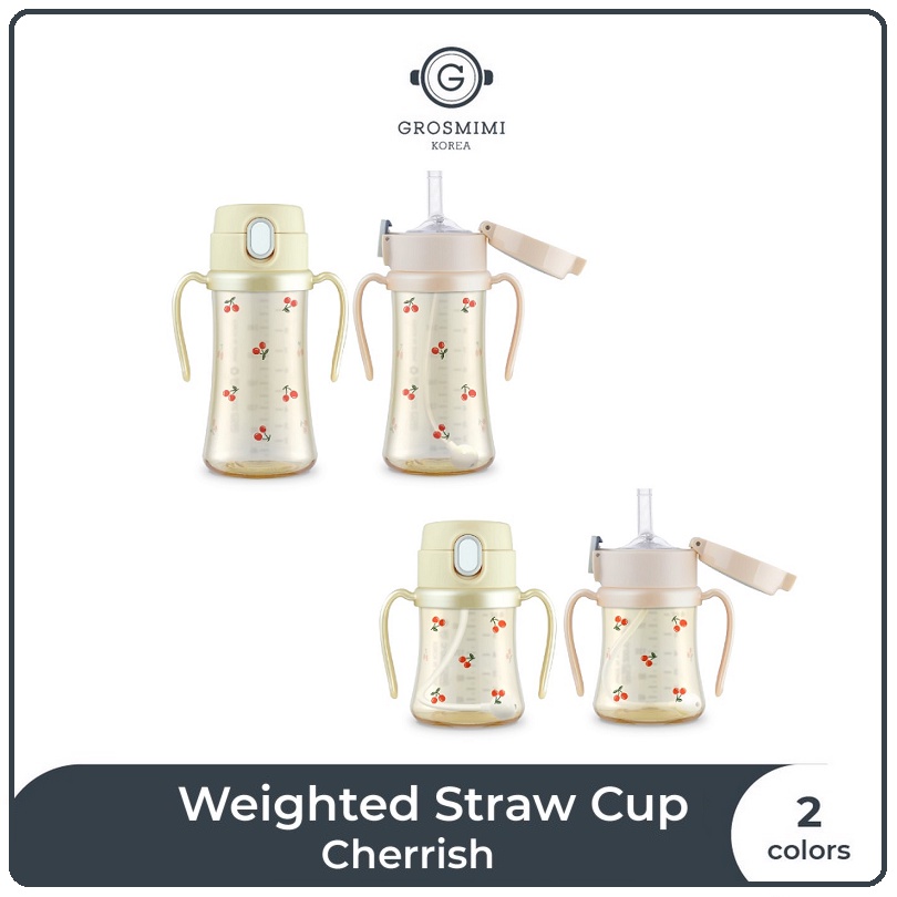 Grosmimi PPSU Cherrish Weighted Straw Cup | Botol Minum Anak