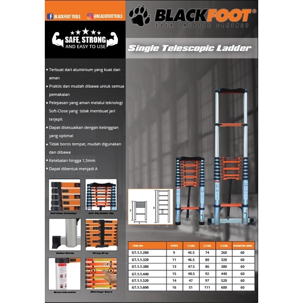 BLACKFOOT 4.4 METER Tangga Aluminium Teleskopik - Telescopic