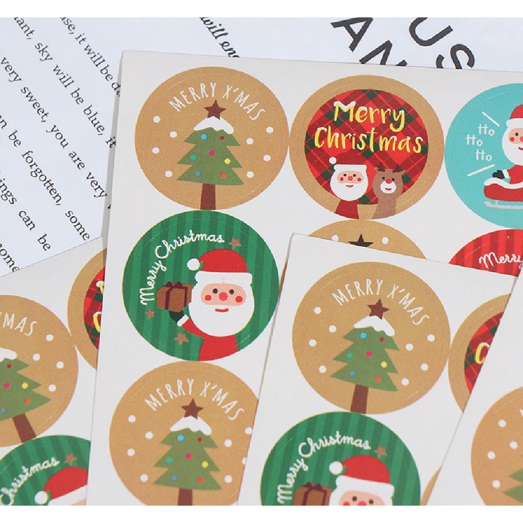 

120pcs stiker label kemasan tema natal christmas