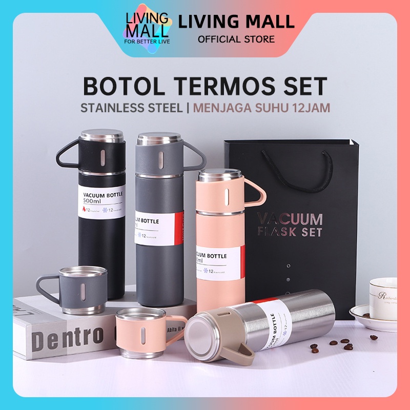 Jual Termos Sultan Vacuum Flask Set / Botol Minum Cangkir Premium 500