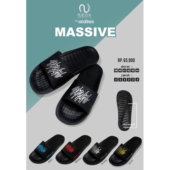 Ardiles Neox MASSIVE - Sandal Selop Kokop Fashion Pria Slip On Original Ardiles