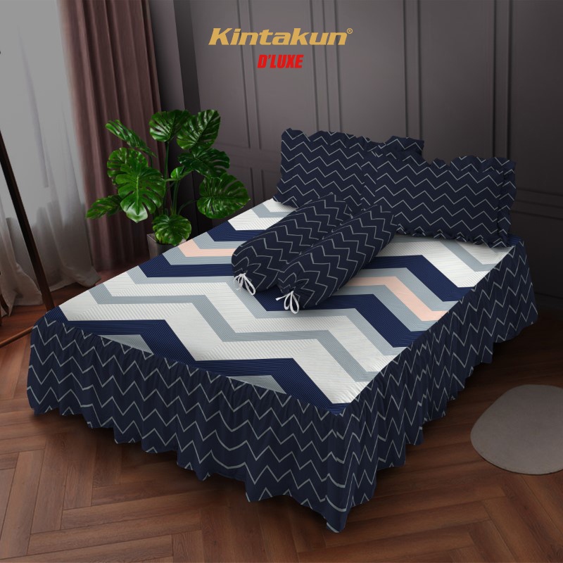 Kintakun Sprei Rumbai 160 / 180 Marma Aesthetic Dluxe Microtex Biru