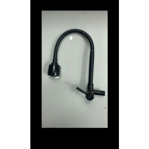 kran sink fleksibel kran cuci piring kran air stainless hitam