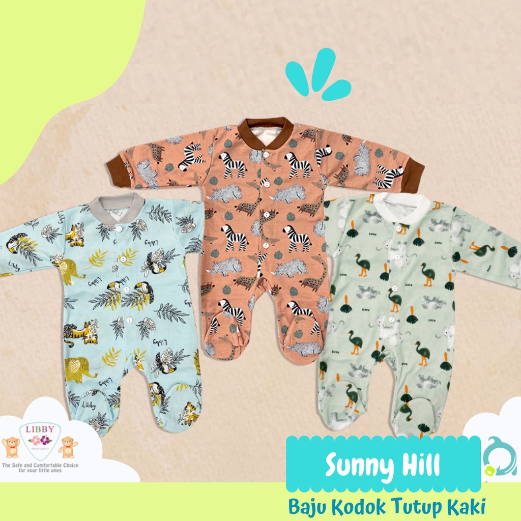 LIBBY Baju Kodok Tutup Kaki Motif Mix Size Newborn (1 pcs)