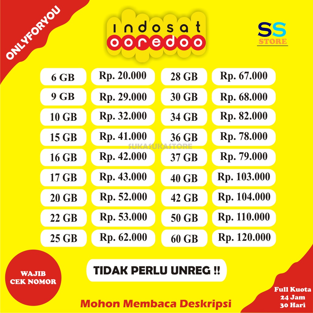 PAKET DATA INDOSAT FREEDOM INTERNET IM3 COMBO ONLY FOR YOU 30 HARI