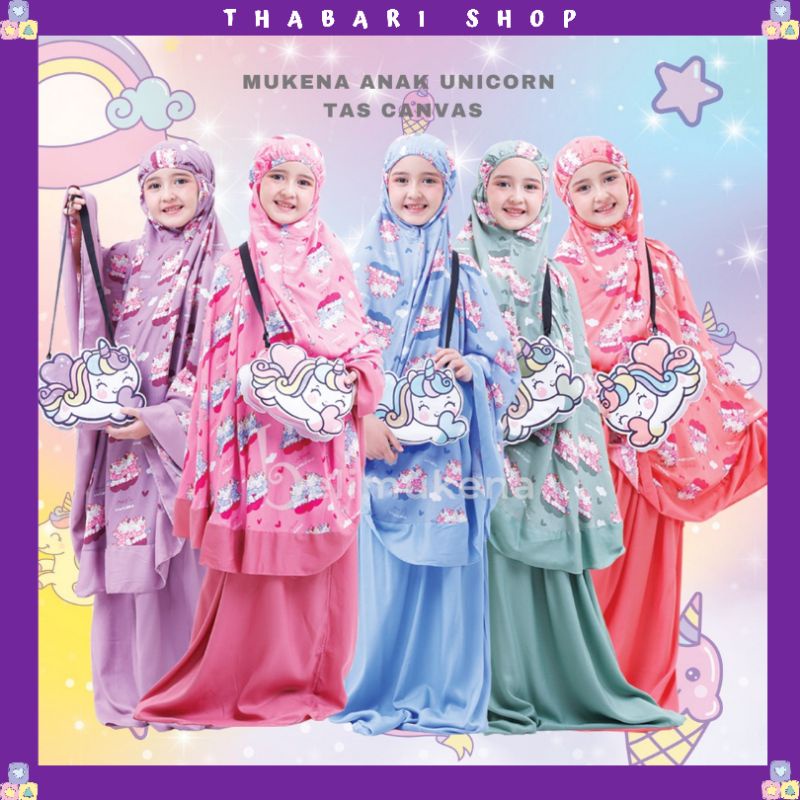 [READY MAKASSAR] MUKENA ANAK TAS CANVAS UNIQORN