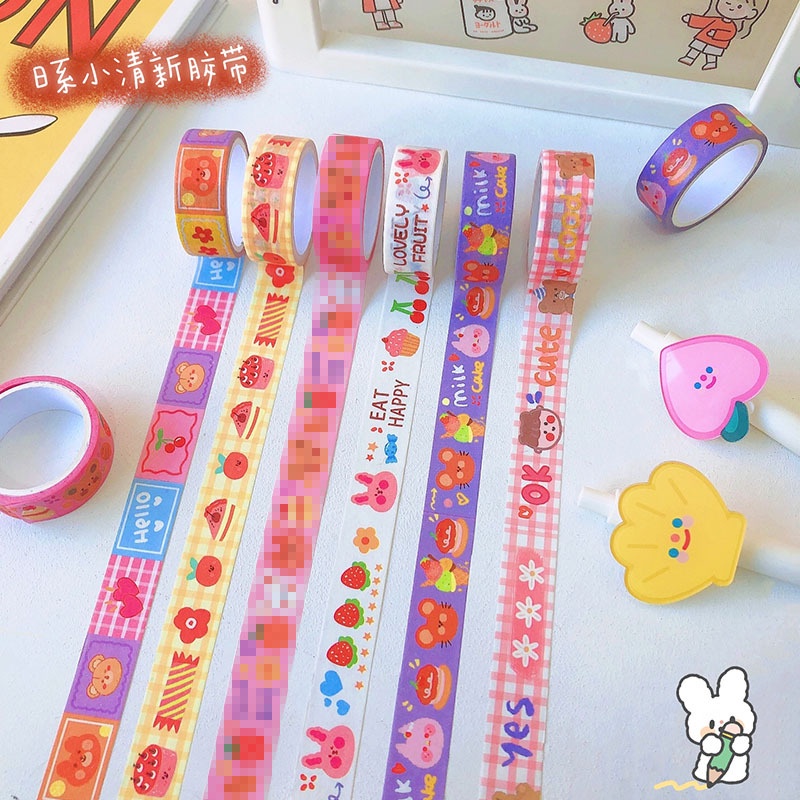 5Pcs/Set Washi Tape Kartun Lucu Korea Washi Tape Sticker Kertas Stiker Untuk DIY Dekorasi Buku Diary Alat Tulis-Doo