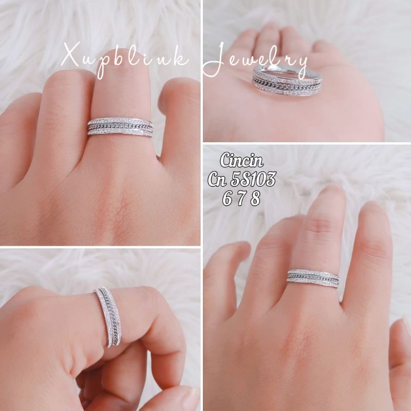 Cincin Titanium Wanita Model Berlian Fashion Super Mewah Dan Elegant