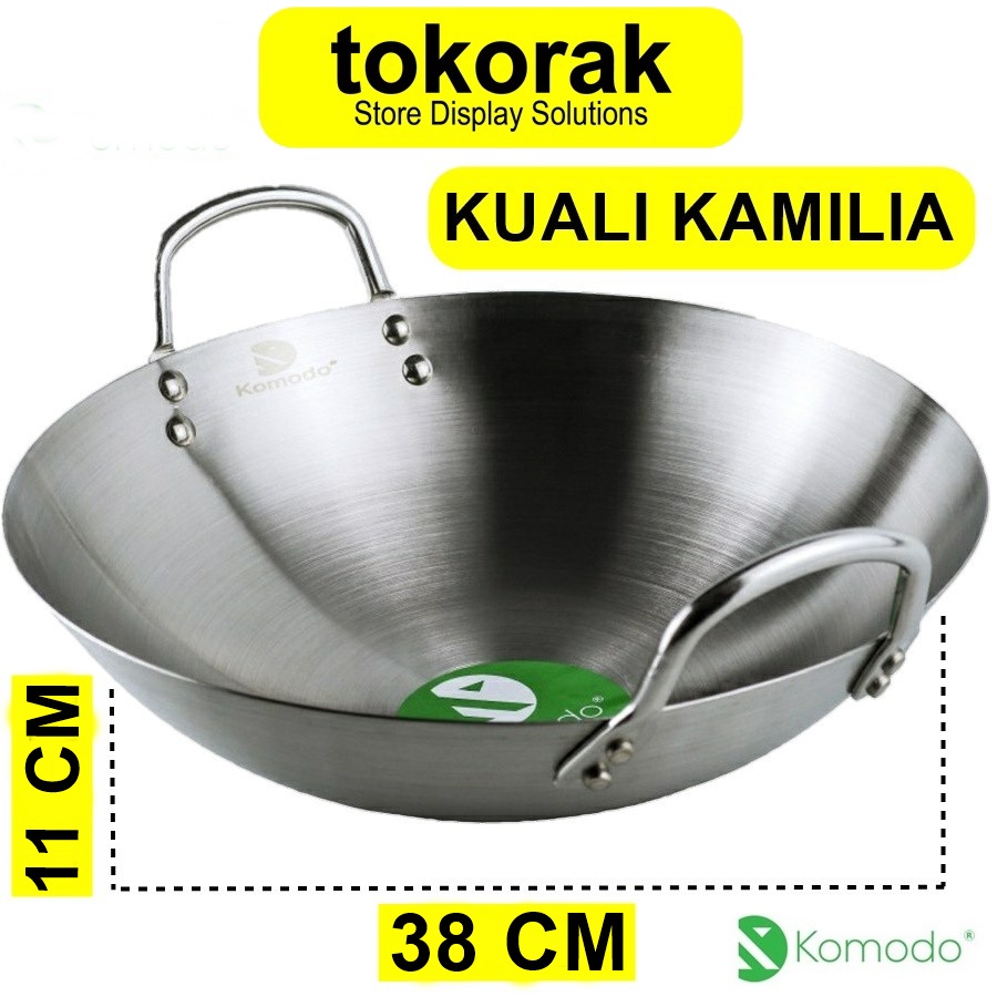 KUALI PENGORENGGAN STAINLESS STEEL 38 CM KOMODO - WAJAN KAMILIA MASAK TEBAL