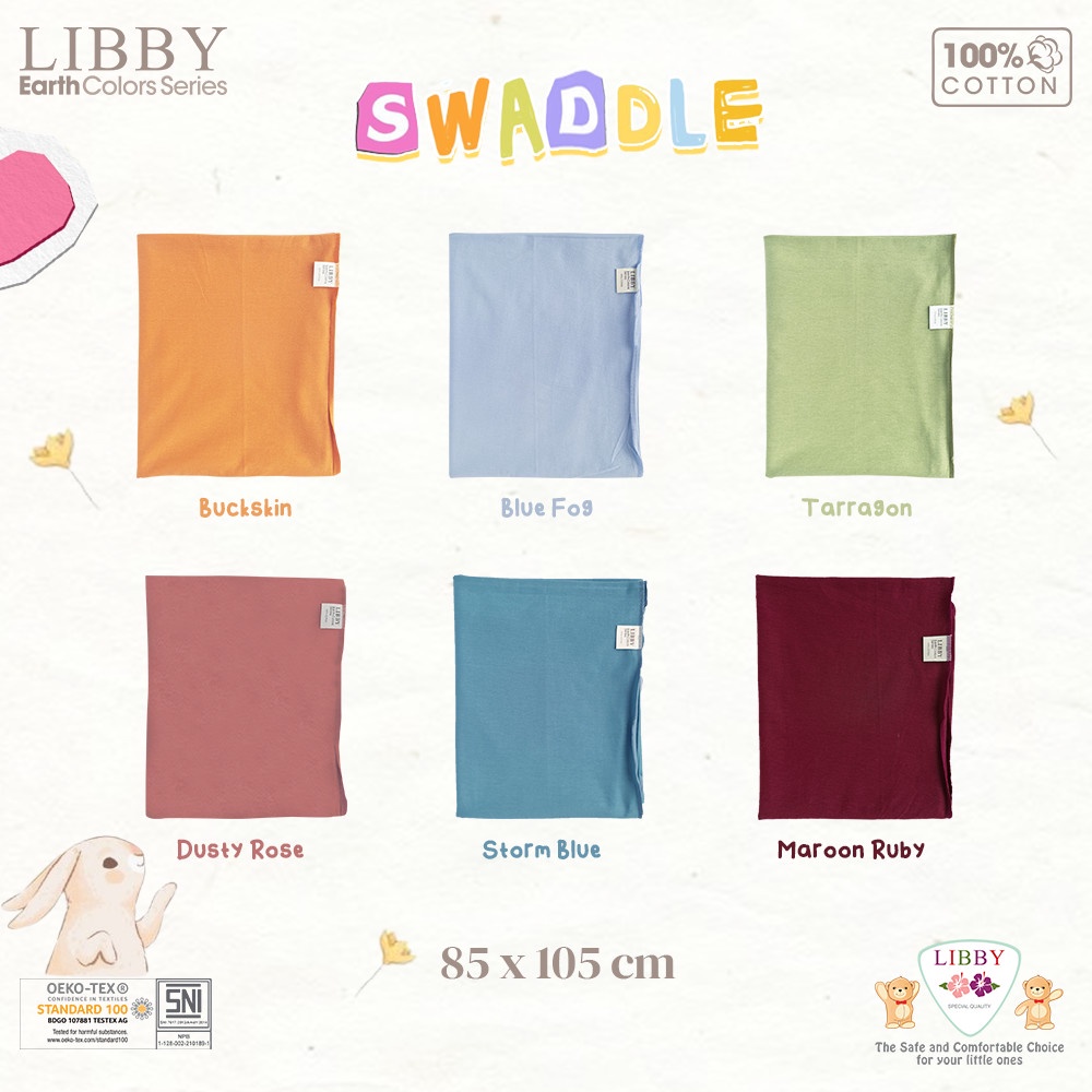 LIBBY PREMIUM QUALITY Bedong Swaddle Earth Colour 1Pcs CBKS