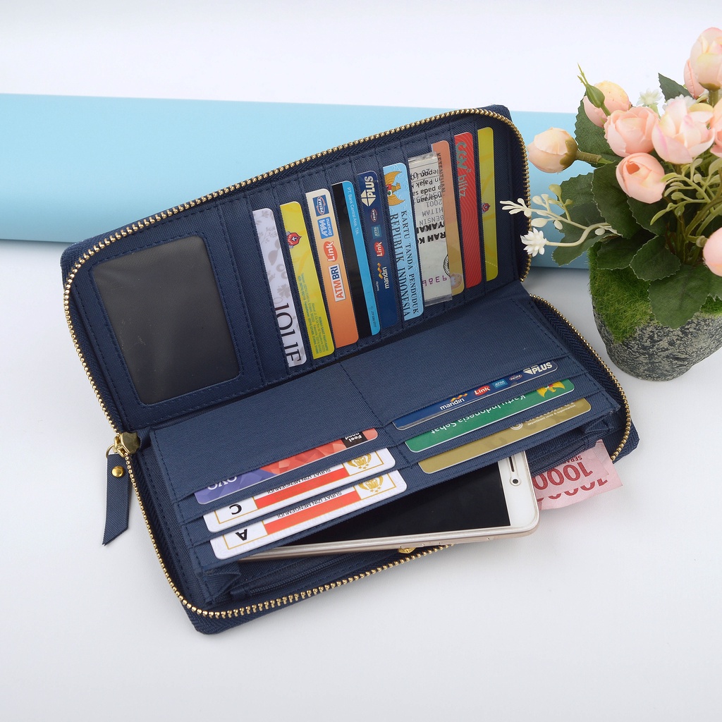 Dompet wanita panjang dompet cewek lipat hp dompet canvas wanita lucu long wallet dinamican supply