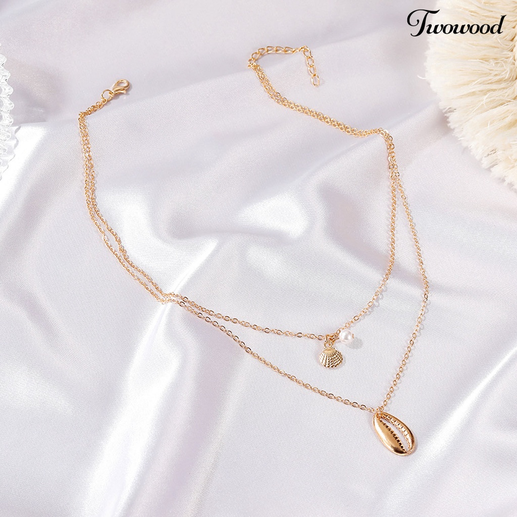 Kalung Choker Rantai Manik-Manik Mutiara Imitasi Bahan Alloy Untuk Wanita