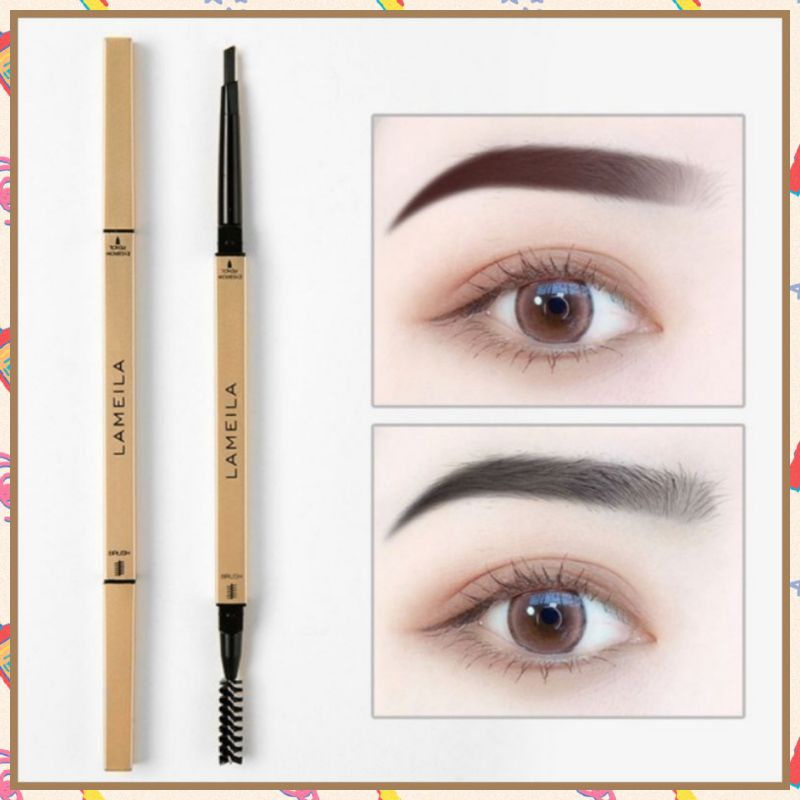 Lameila Eyebrow Waterproof Gold Edition Double Head Kosmetik Mata Pensil Alis Kepala Ganda Tahan Lama 807 Original