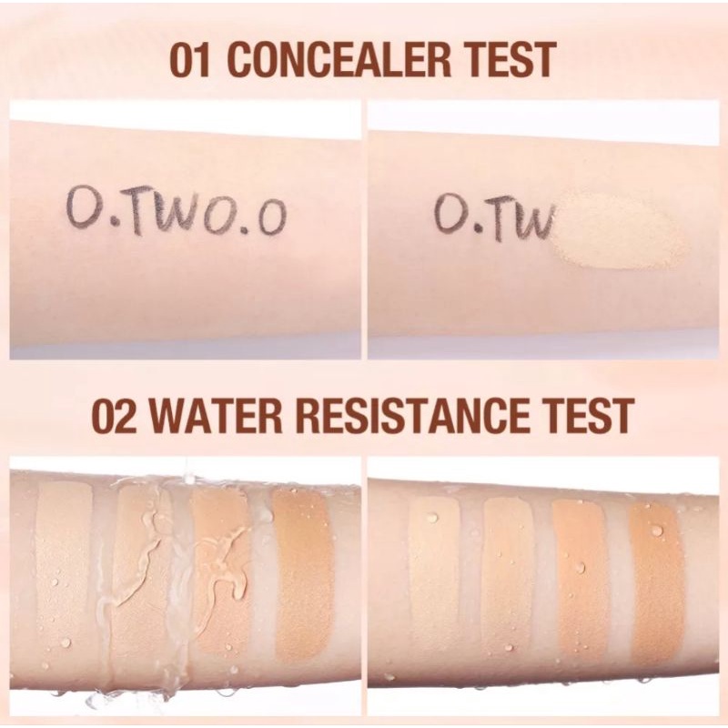 O.TWO.O Concealer Tahan Air Ringan, Penutup Lingkaran Hitam Penuh, Bekas Jerawat dan Noda, Foundation Cair Tahan Lama Kontrol Minyak-10ml