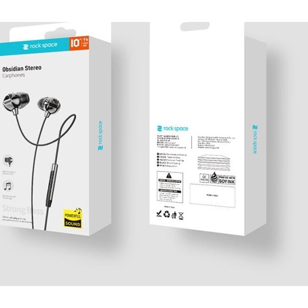 ROCK Zircon Stereo Earphone Original 100% - Hitam