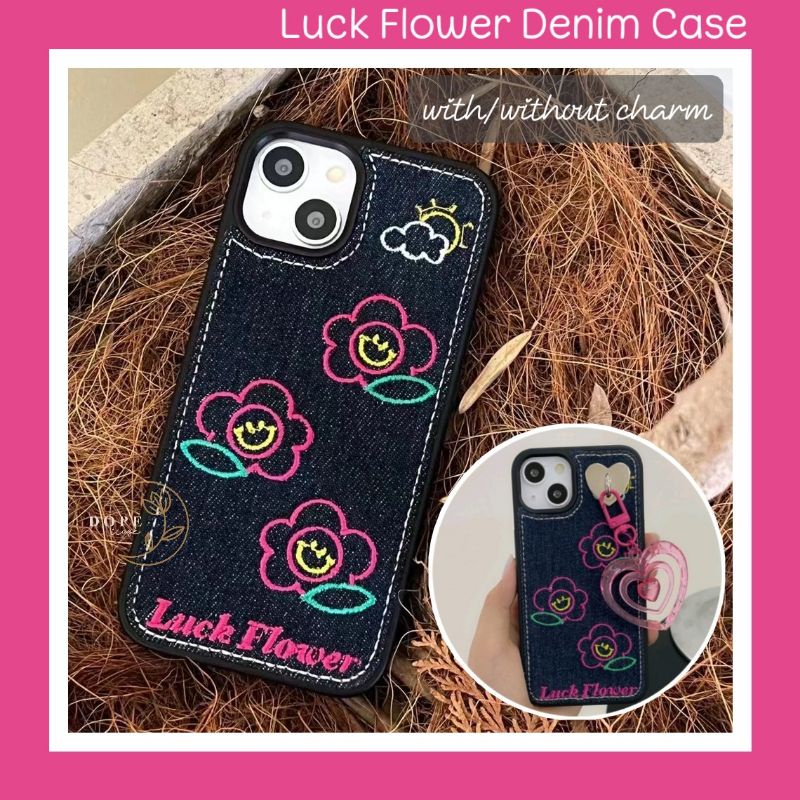 Luck Flower Denim Case (with/without charm) iPhone X Xs Xr 11 12 13 Pro Max