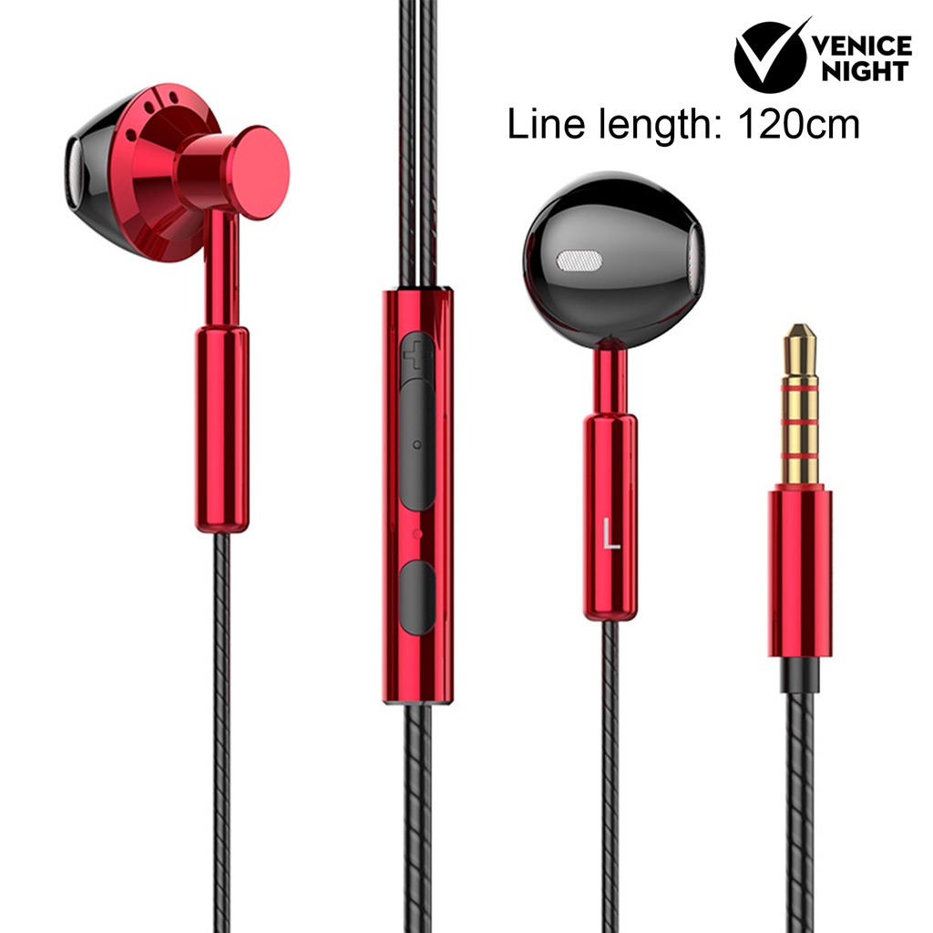 (VNEP) (Berkabel) T2 Earbud Portable Wire Control Metal 1.2m 3.5mm Earphone In-ear Praktis untuk Olahraga