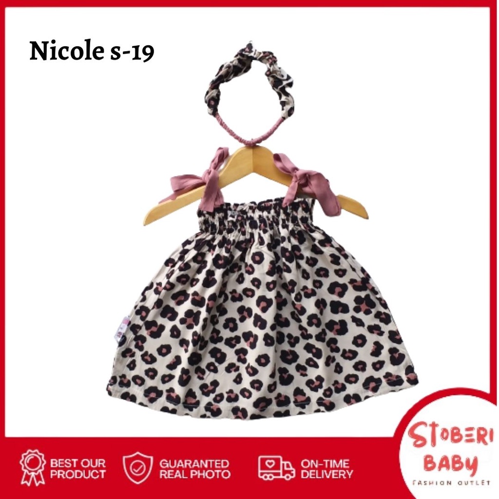 PUNCAK 3.3 stoberi baby - BBB NICOLE summer dress bayi rayon bonus headband scrunchie new2