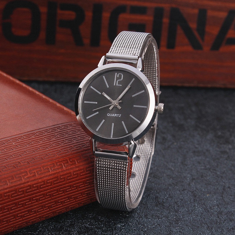 Jam Tangan Wanita A0102 Fashion Simple Steel Band Jam Kuarsa Kecil