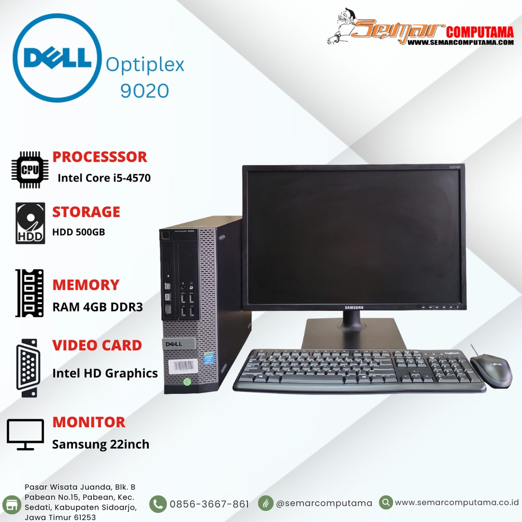 PROMO PAKET PC BuildUp DELL 9020 Ci5-4590 CI5 GEN4 RAM 4GB MONITOR SAMSUNG 22INCH