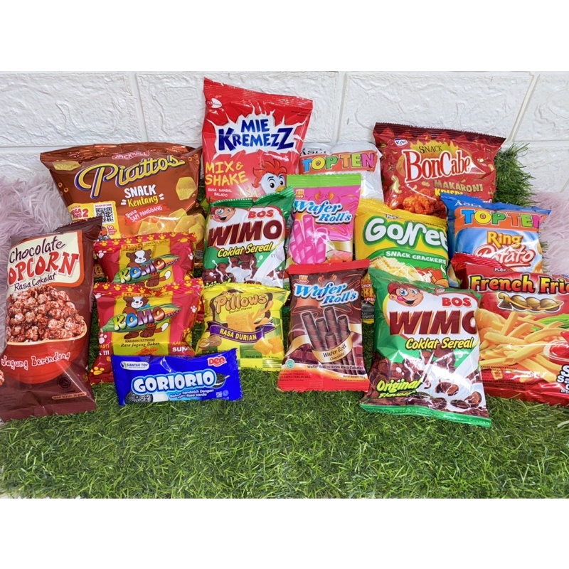 

Paket Bundling Jajan Chiki Reguler / Jajan Masa Kecil / Bingkisan Ultah / Jajan Nyemil