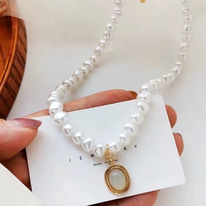 Kalung Rantai Pendek Aksen Mutiara Gaya Korea Untuk Wanita
