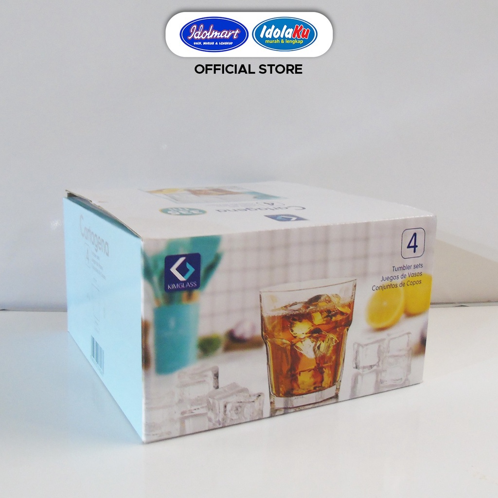 IDOLMART Kimglass Glass Cup Cartagena 335 ml x 4 pcs Gelas Kaca Cartagena TS-1276- Surabaya