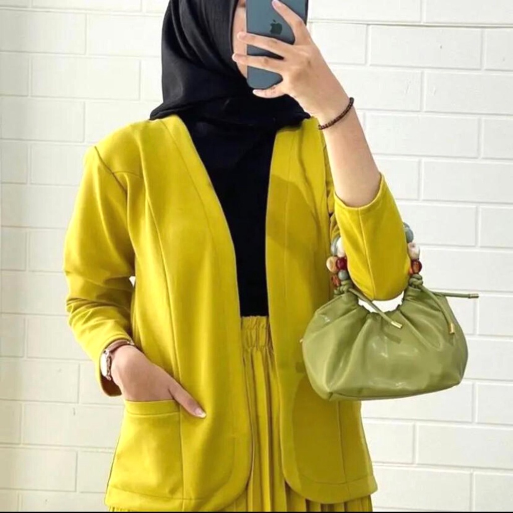 WOW-Alice Blazer Scuba / Blazer Wanita / Baju Kerja / Atasan Panjang