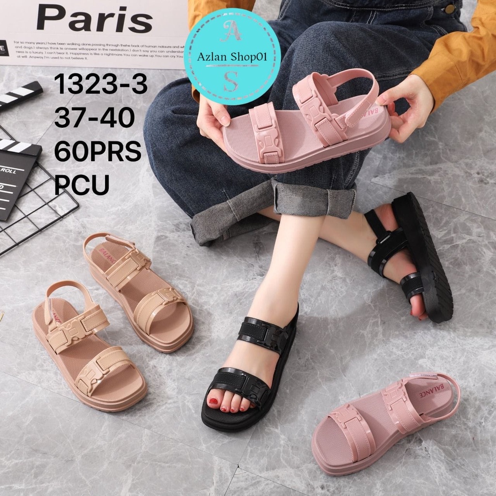 sandal slop wanita tali belakang 1323-3 size 37-40 sandal jelly wanita remaja import kekinin