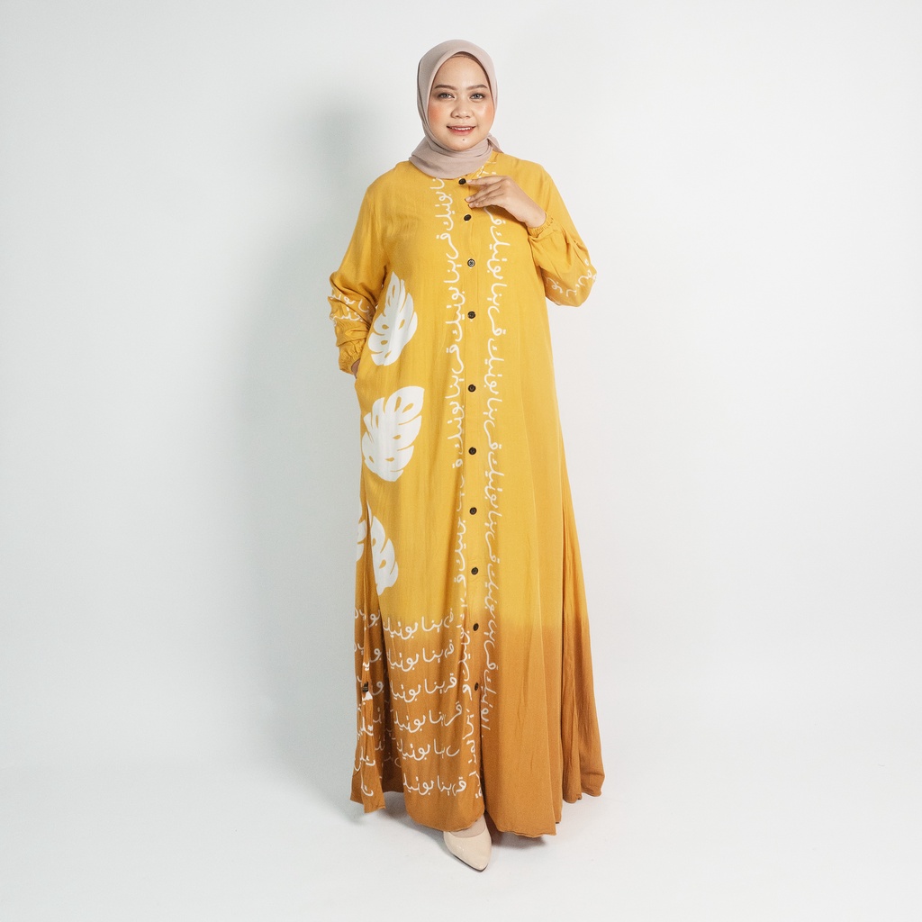 GAMIS RAYON TEBAL MOTIF DAUN QORINA LETTER TERBARU EKSKLUSIF LIMITED / GAMIS BUSUI / GAMIS KEKINIAN 